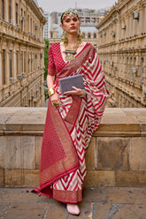 Red shaded leheriya silk saree with aqua finish weaving saree | Silk Saree | Shaded leheriya style Saree